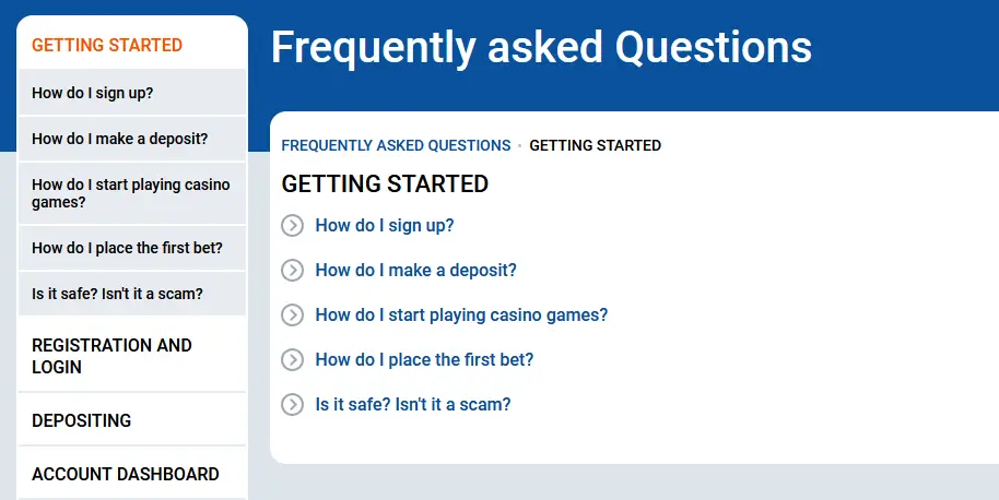 FAQ section